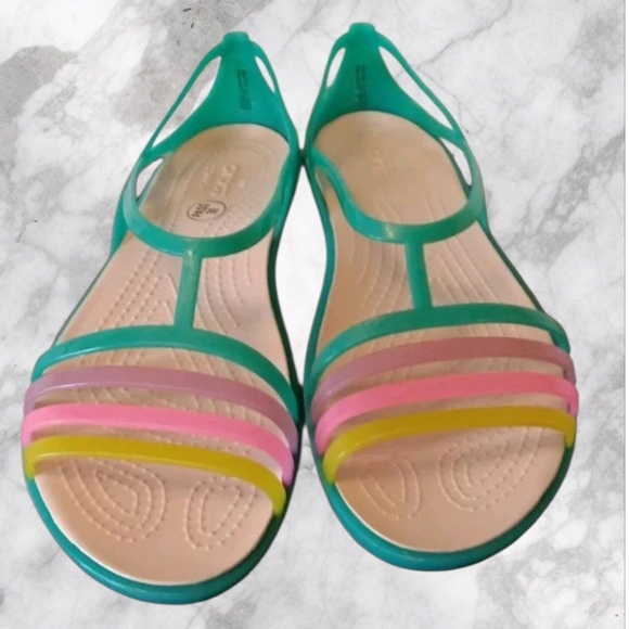 Crocs Isabella Sandal Women's 9 Rainbow Jelly Rubber Comfort Beach - Picture 1 of 6
